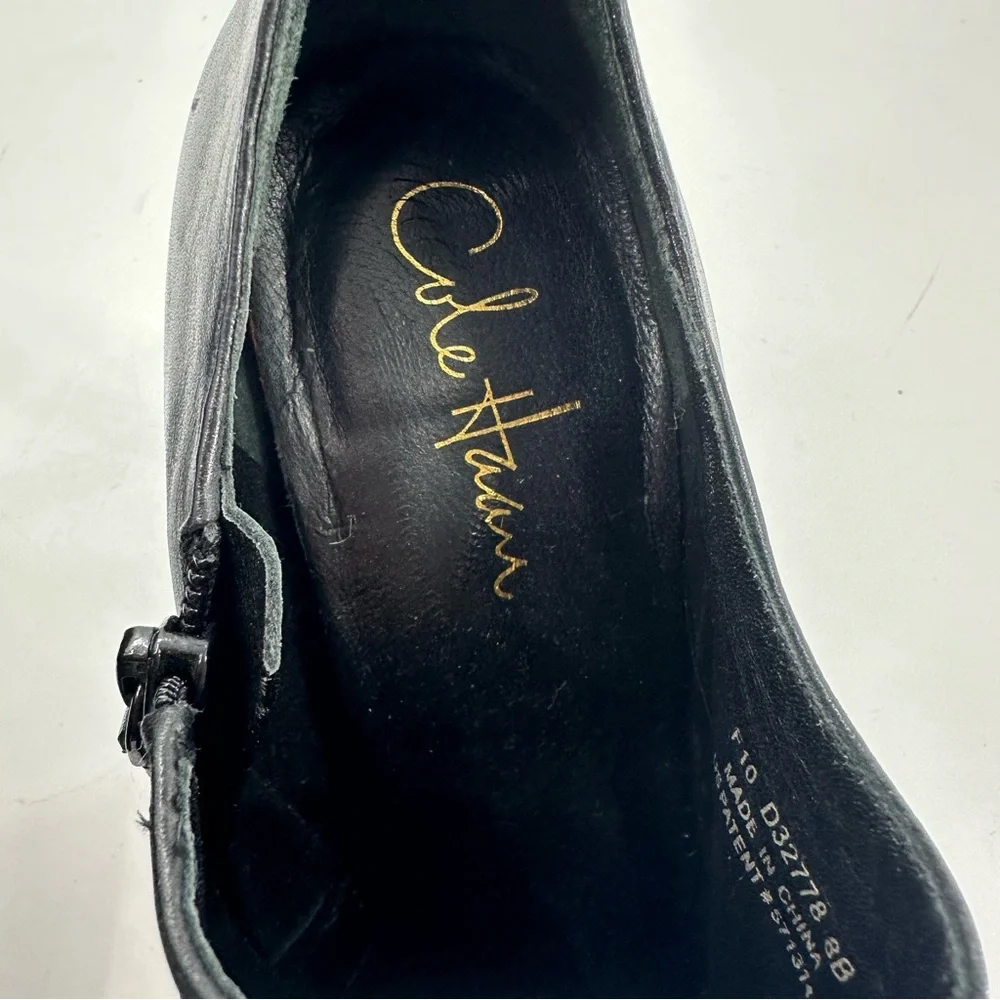 *Cole Haan Leather Booties Black Stiletto Heel Womens 8 with Dustbag - Picture 4 of 14